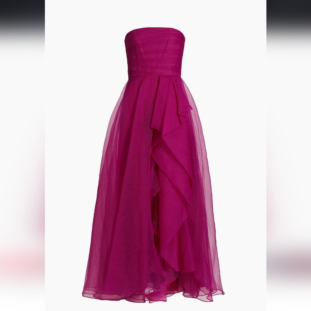 Theia Teresa Draped Tulle Gown